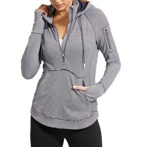 Athleta Heavenly Heights Zip Hoodie Navy/White Stripe Pullover